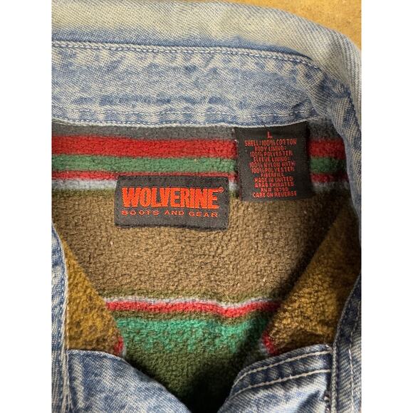 Vintage Wolverine Denim Workwear Jacket Men’s L Southwestern-Style Fleece Lining - Picture 6 of 11